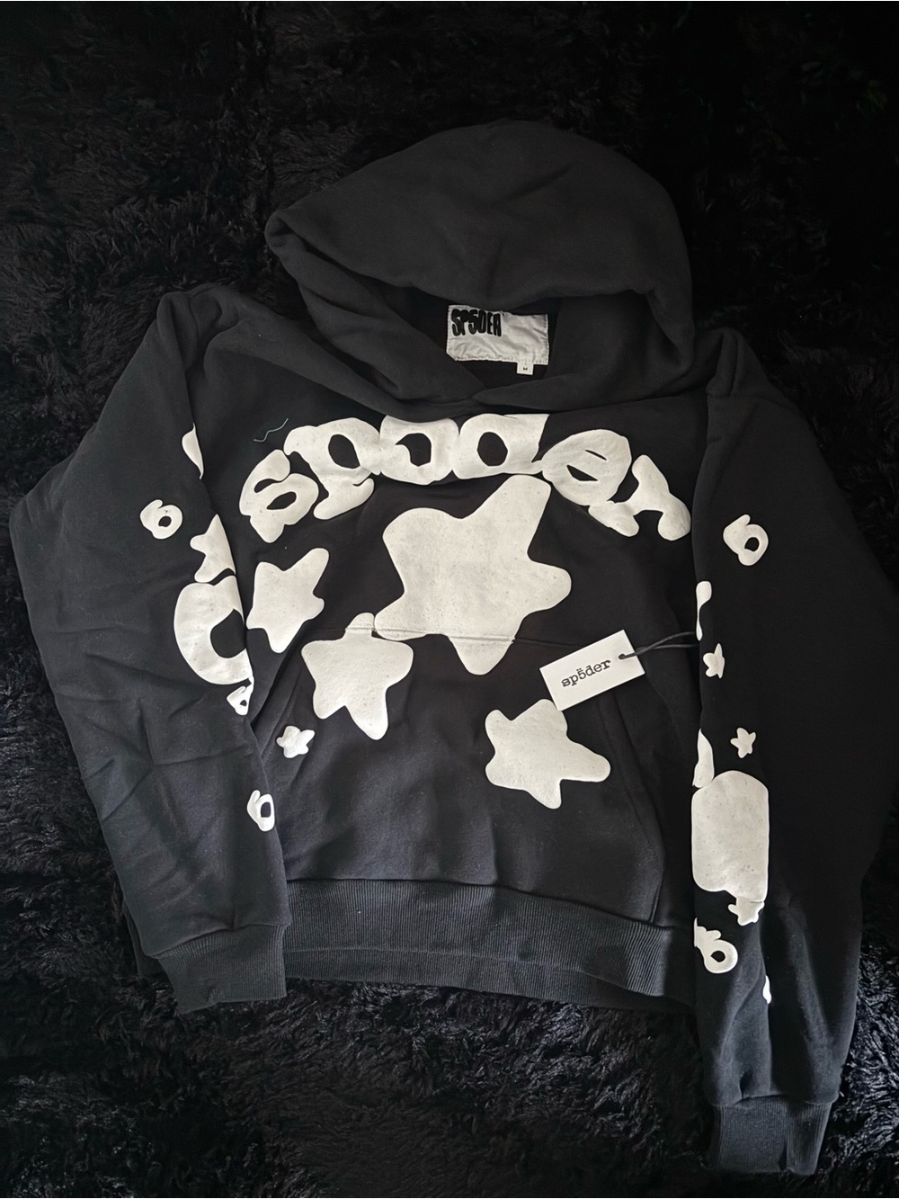 Black Spider Hoodie with White Star Graphics